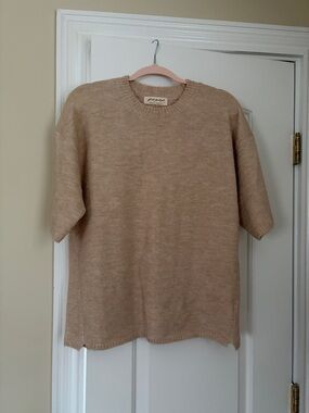 Free People Crewneck Short-Sleeve Sweater in Beige